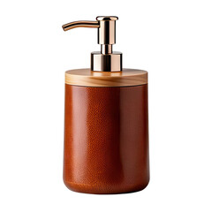 Obraz premium Elegant brown soap dispenser on a white isolated background. transparent