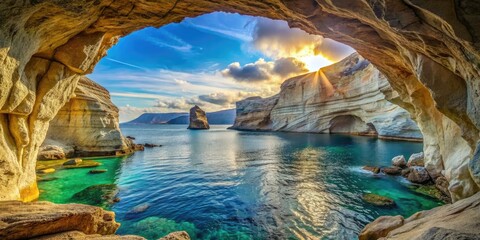 Explore the awe-inspiring Kleftiko Cliffs and serene sea caves on Milos Island, an exquisite destination in Greece's picturesque Cyclades archipelago.