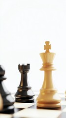 Contrasting chess king in a battle of wits and strength