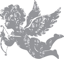 Angel with a wings. Cherub silhouette. Valentine's day. Love symbol. Vector illustration.