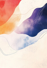 Naklejka premium Abstract artwork featuring organic shapes in neutral beige and dark blue tones