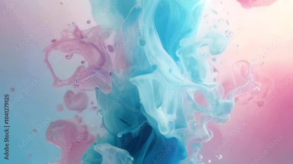 Leinwandbilder abstract animation with smooth organic shapes where colored streams of blue and pink blend together.
