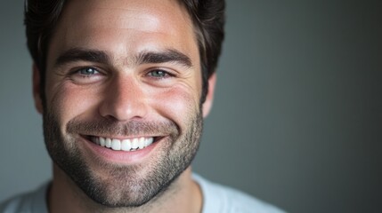 Fototapeta premium Friendly male figure with thick beard and blue eyes.