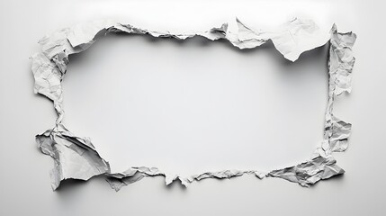 Torn Paper Frame With Rough and Edgy Jagged Edges on White Background