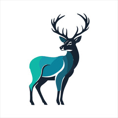 Deer Illustration vector design, Deer logo, icon Design, Colorful Deer vector design