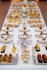 Elegant dessert display featuring a variety of pastries and sweets