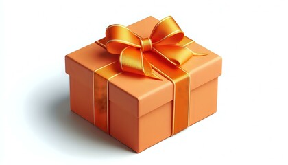 Obraz premium Elegant Orange Gift Box with Ribbon Bow 