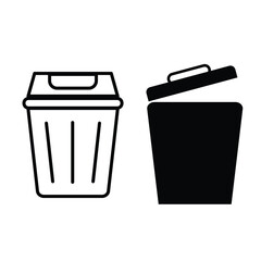 Delete Editable line stroke icon set. Waste trash bin. Pixel perfect. paper bin, trash, Rubbish sign. Trash icon sign. Garbage basket icon symbol. Recycle bin