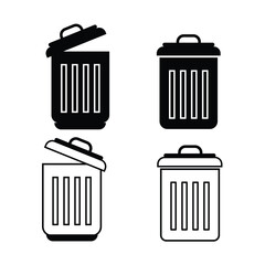 Delete Editable line stroke icon set. Waste trash bin.  paper bin, trash, Rubbish sign, icon. Garbage basket icon symbol. 
