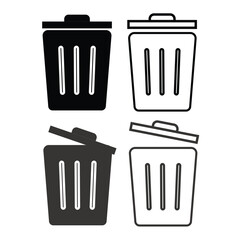 delete, trash bin, garbage icon symbol vector template collection