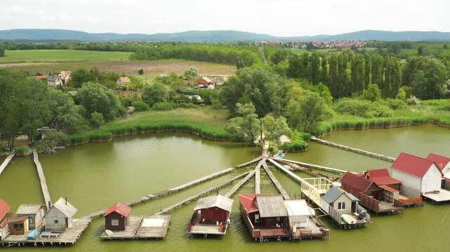 a view of the bokod floating village from above