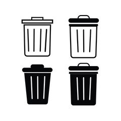 Delete Editable line stroke icon set. Waste trash bin.  paper bin, trash, Rubbish sign, icon. Garbage basket icon symbol. 