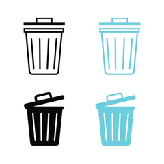Delete Editable line stroke icon set. Waste trash bin.  paper bin, trash, Rubbish sign, icon. Garbage basket icon symbol. 