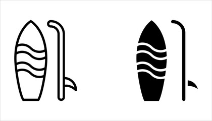 Surfboards icon set. Surfing sign on white background