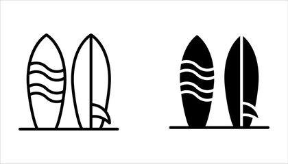 Surfboards icon set. Surfing sign on white background
