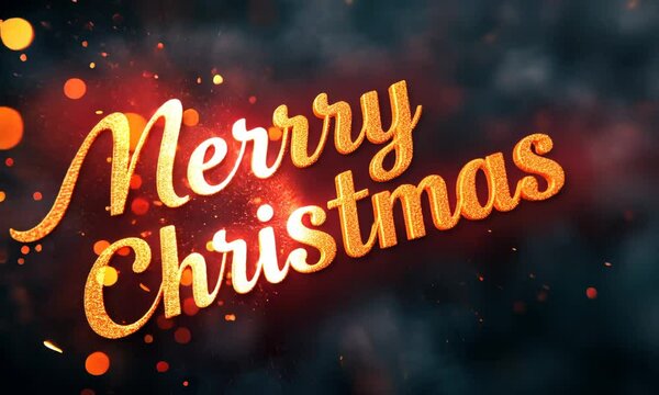 Christmas te xt with fing red and gold parchments in back space