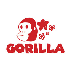 hand drawn gorilla logo cartoon illustration