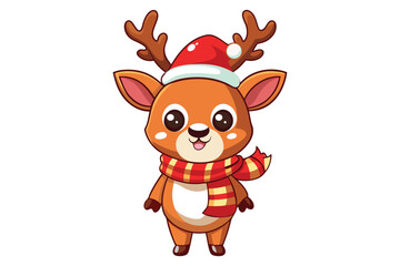 Happy New Year Merry Christmas Funny Cute Teddy Vector Illustration