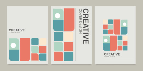 trendy creative geometric shape minimalist cover design, poster banner, template set
