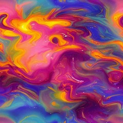 Painting mixed and spoiled abstract colorful background with bubbles