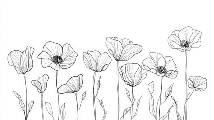 Elegant Line Art Flowers