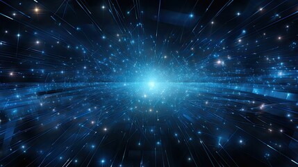 Fototapeta premium Abstract blue background with glowing lines.
