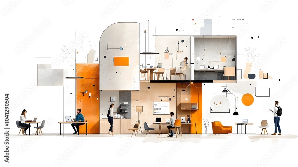 Poster collaborative workspace freelancers thriving in a dynamic co working environment with desks meeting 