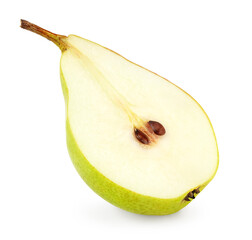 half a pear isolated on white background. Clipping path