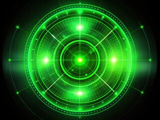 Green Glow HUD Target Interface on Black Background - Long Exposure 4K Video