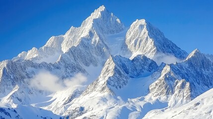 Fototapeta premium Majestic Snow-Covered Mountains Under Clear Blue Sky