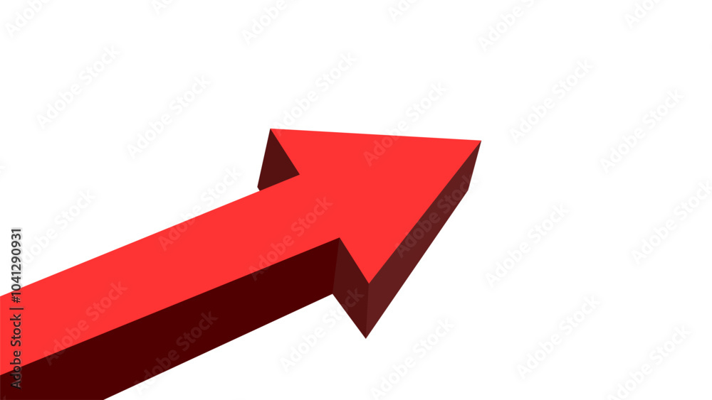 Poster 3d red arrow pointer on white background design template. investment business value economy growth c