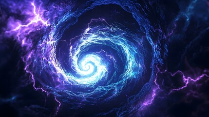 Swirling Electric Current Forming Abstract Spiral Pattern Symbolizing Endless Energy Cycle of Universe