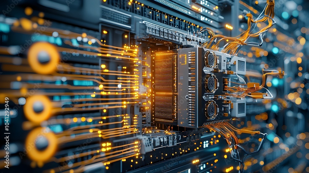 Leinwandbilder Cross section of a Sophisticated Data Center Showcasing Advanced Server Racks Cooling Systems and Security Rooms for Reliable IT Infrastructure and Data Management