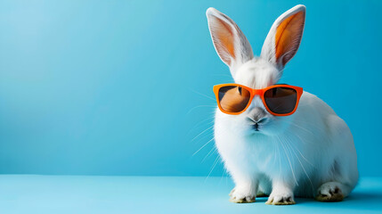 Sweet Bunny Rabbit Posing Against a Blue Background