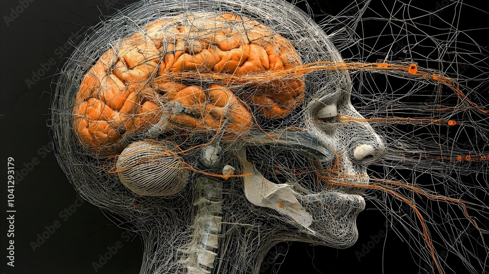 Leinwandbilder Cross section of the brain as a web showcasing the intricate network of tangled thoughts and clear pathways that comprise the complex and fascinating human mind