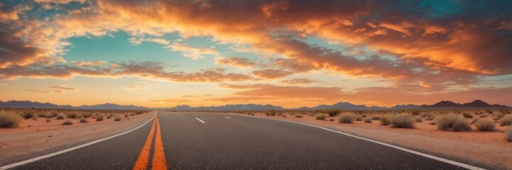 Fototapeta premium Empty Adventure road in desert