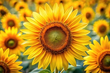 Obraz premium Close-Up of Sunflower Flowers Macro Photography - Nature's Beauty in Detail, Vibrant Yellow Petals, Botanical Art, Selective Focus on Sunflower Center, Floral Imagery, Natural Light