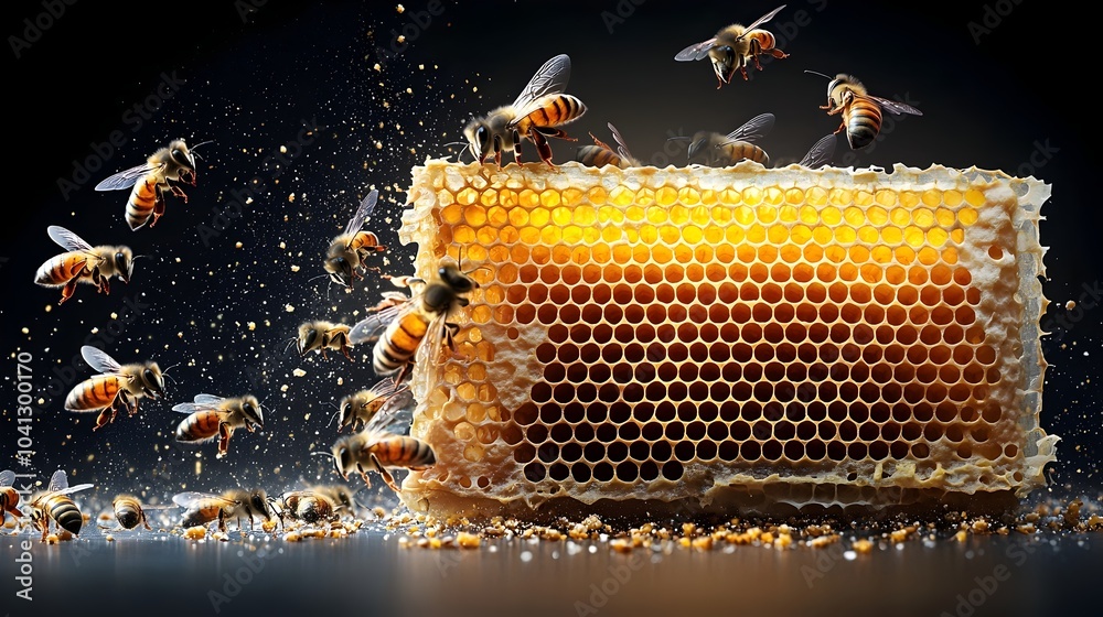 Poster Detailed cross section view of a beehive