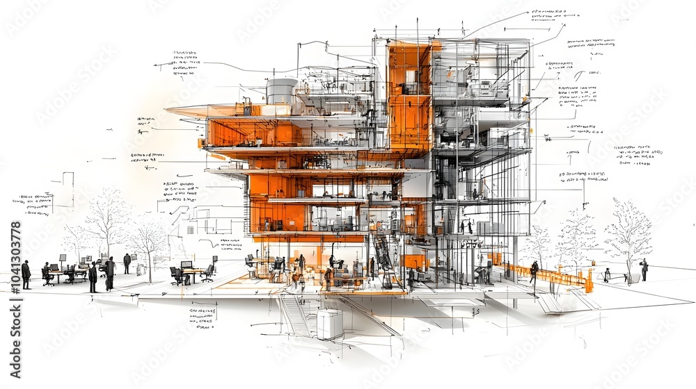 Aufkleber dynamic cross section of an investment bank s hub showcasing trading desks analyst offices and clien