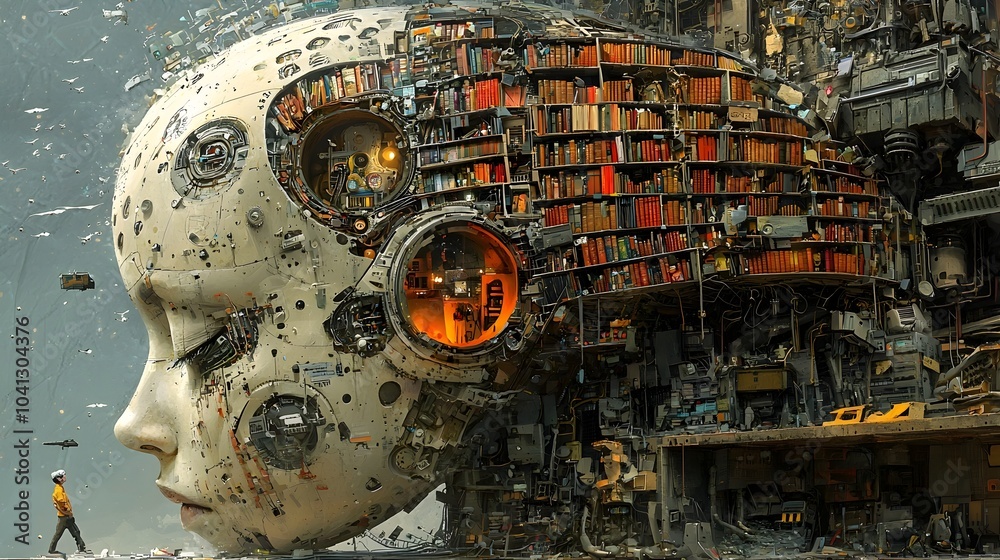 Poster Exploring the Mind s Library A Conceptual Visualization Depicting the Intricate Network of Thoughts Ideas and the Process of Learning Discovery and Knowledge Acquisition