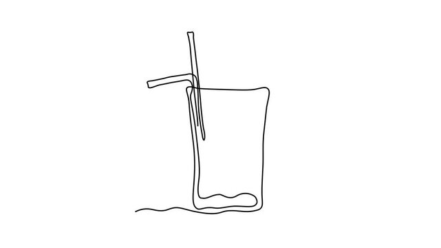 cuba libre cocktail. Self drawing animation one continuous line draw, logo