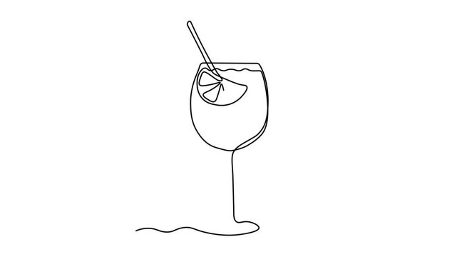 spritz aperol cocktail, Self drawing animation one continuous line draw, logo