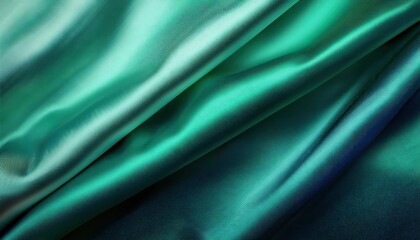 Vibrant Emerald Satin Waves. Luxurious Green Fabric with Soft, Flowing Folds, Perfect for Fashion Branding, High End Product Displays, Textile Design Posters, or Elegant Backgrounds with Copy Space