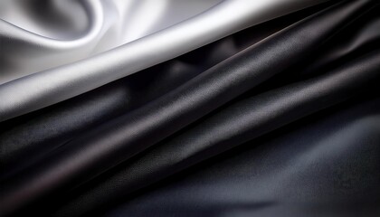 Luxurious Silken Waves. Captivating Contrast Between Ivory and Black Textures in Minimalist Fashion Fabric. Ideal for Elegance in Design Concepts, Apparel Ads, and Stylish Interior Decor Posters