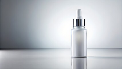 Elegant White Dropper Bottle on Soft White Background for Product Showcase, Packaging, Health, and Beauty Promotions - Ideal for E-commerce, Advertising, and Branding Needs