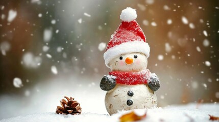 Cheerful Snowman in a Cozy Winter Background