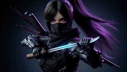 Naklejka premium Mystical Warrior with a Katana 