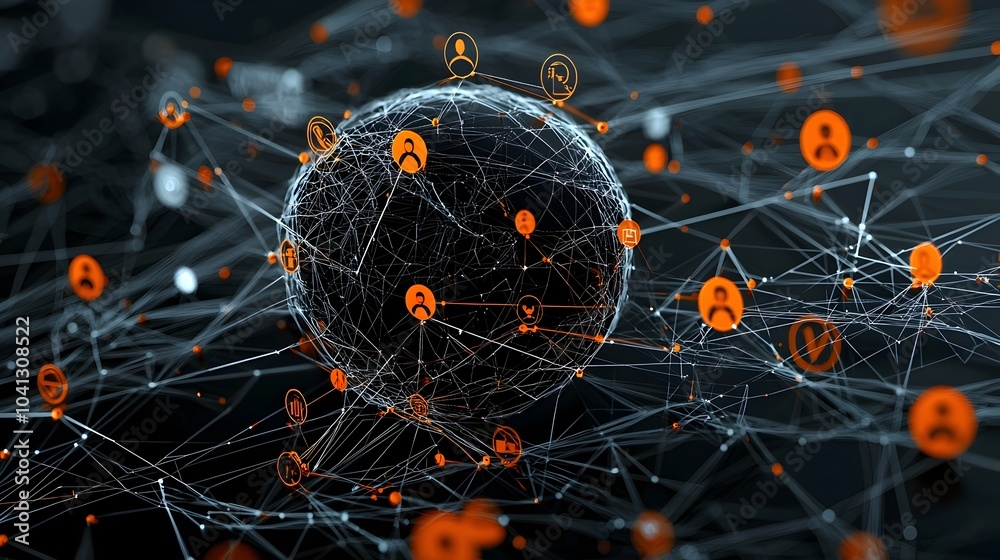 Leinwandbilder abstract background of interconnected glowing mesh outlines representing the digital connections and