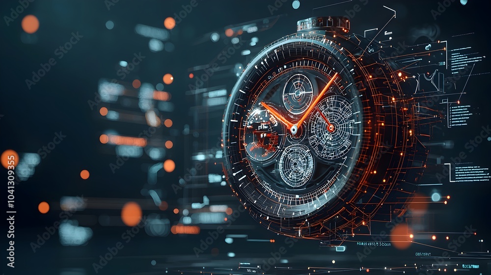 Aufkleber captivating glowing mesh clockwork design showcasing the intricate mechanics and inner workings of t