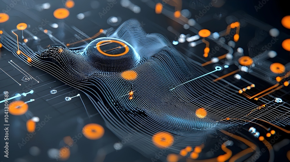 Aufkleber Captivating mesh wave patterns representing the dynamic movement and resonance of digital sound frequencies  This abstract geometric showcases the beauty of audio technology and the energy of